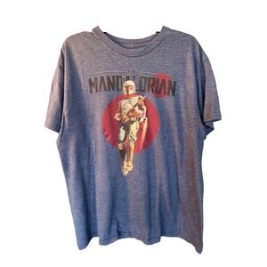 Star Wars The Mandalorian Mens Blue Graphic T-Shirt Boba Fett Style XL